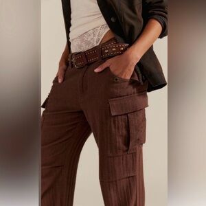 Free People We the Free Last Catch Check Pants. NWT. Brown combo.